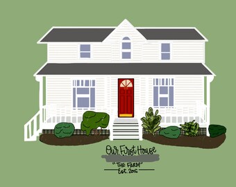 Custom Digital House Portrait, house illustration, digital drawing, real estate gift, new home gift