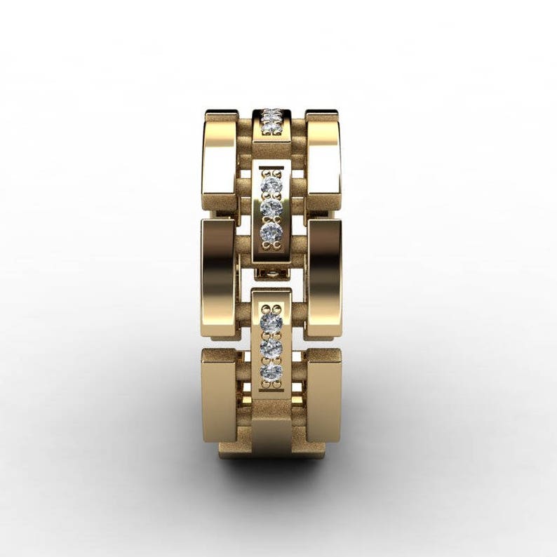 Mens Modern 14K Yellow Gold Diamond Wedding Band B2006 ...