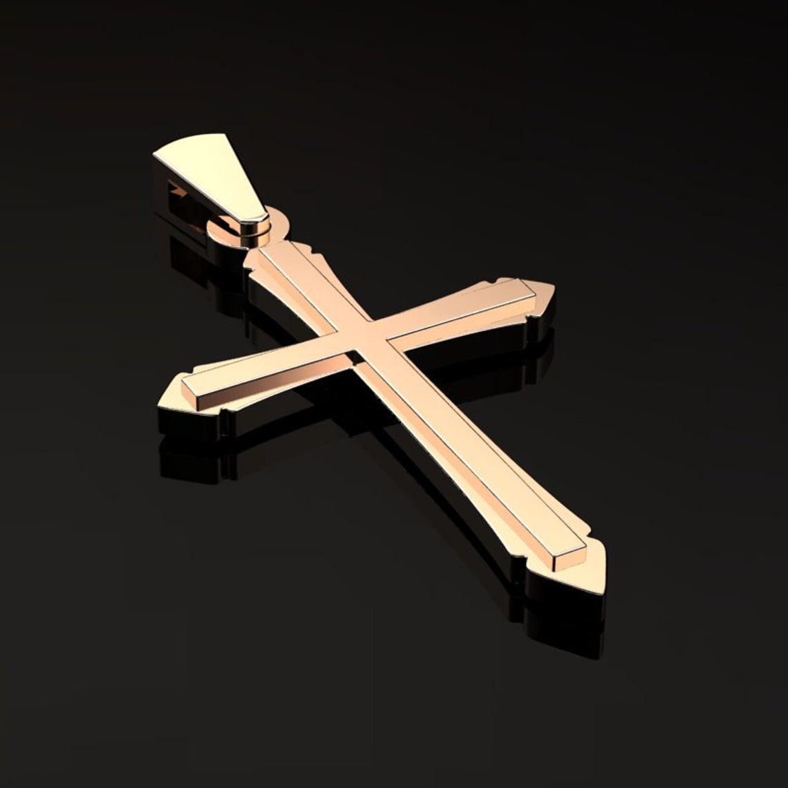 Men's Classic 14K Rose Gold Cross Pendant C100814KRG Etsy