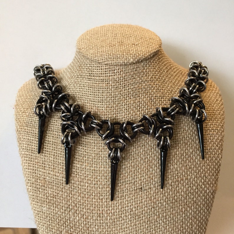 Customizable Aura Weave Chain Maille Necklace With Spikes. Etsy