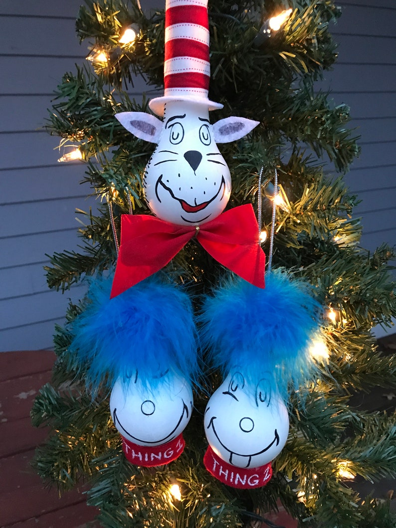 Cat in the Hat Recycled Lightbulb Ornaments Etsy