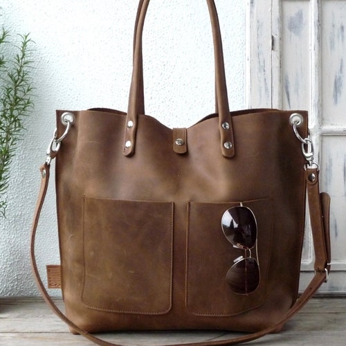 Brown Leather Bag Soft Leather Purse Tote Bag Women Bag - Etsy Israel