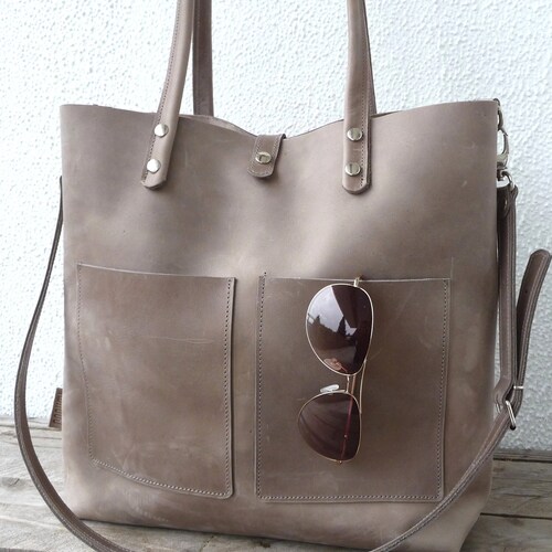 modern leather tote
