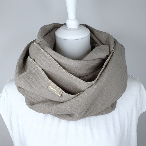 Loop scarf taupe women, large warm winter loop scarf! 75 cm x 64 cm!