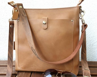 LEATHER CROSSBODY BAG women, Leather bag crossbody, crossbody leather bag, size M, leather crossbody and/or shoulder strap, brown!
