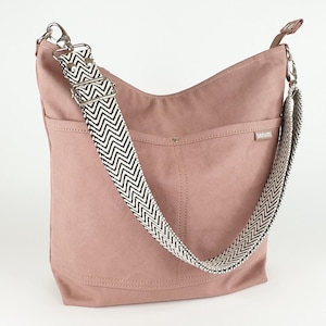 Umhängetasche Canvas altrosa, Beuteltasche, dicker Canvas, handgefertigt, Segeltuchtasche mit Gurt für Damen Mädchen, mittlere Größe!