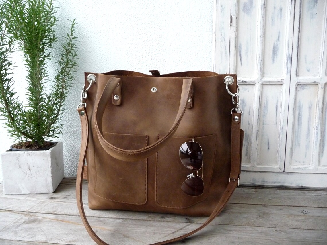 Large Leather Bag Leather Bag Shoulder Bag Leather Leather Etsy