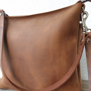 Leather purse for women, leather handbag, caramel brown, effortless style, medium size, 12 x 11, shoulder/crossbody bag, 2 strap options image 10
