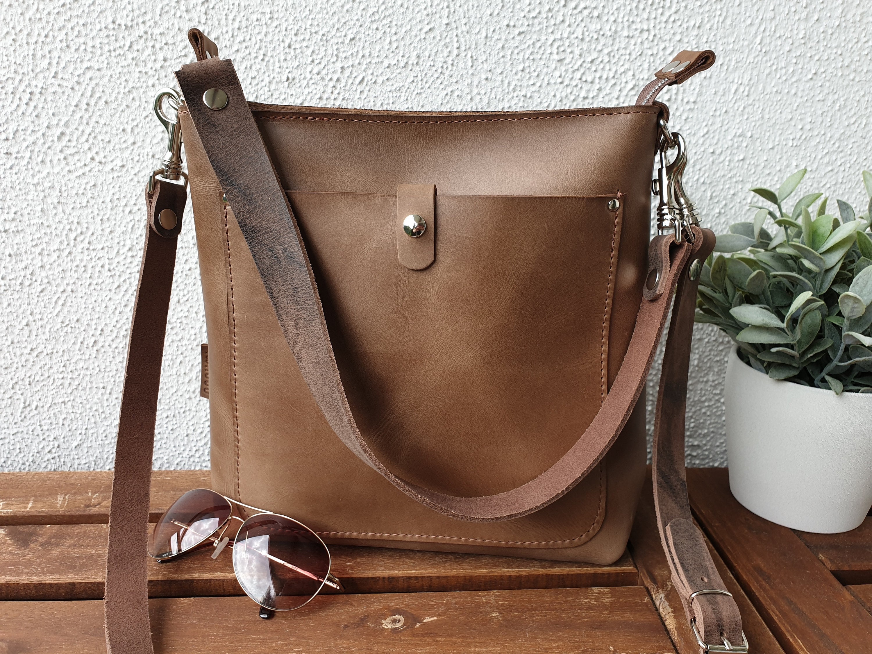 Leather Crossbody Bag for Women Copper Leather Crossbody Purse