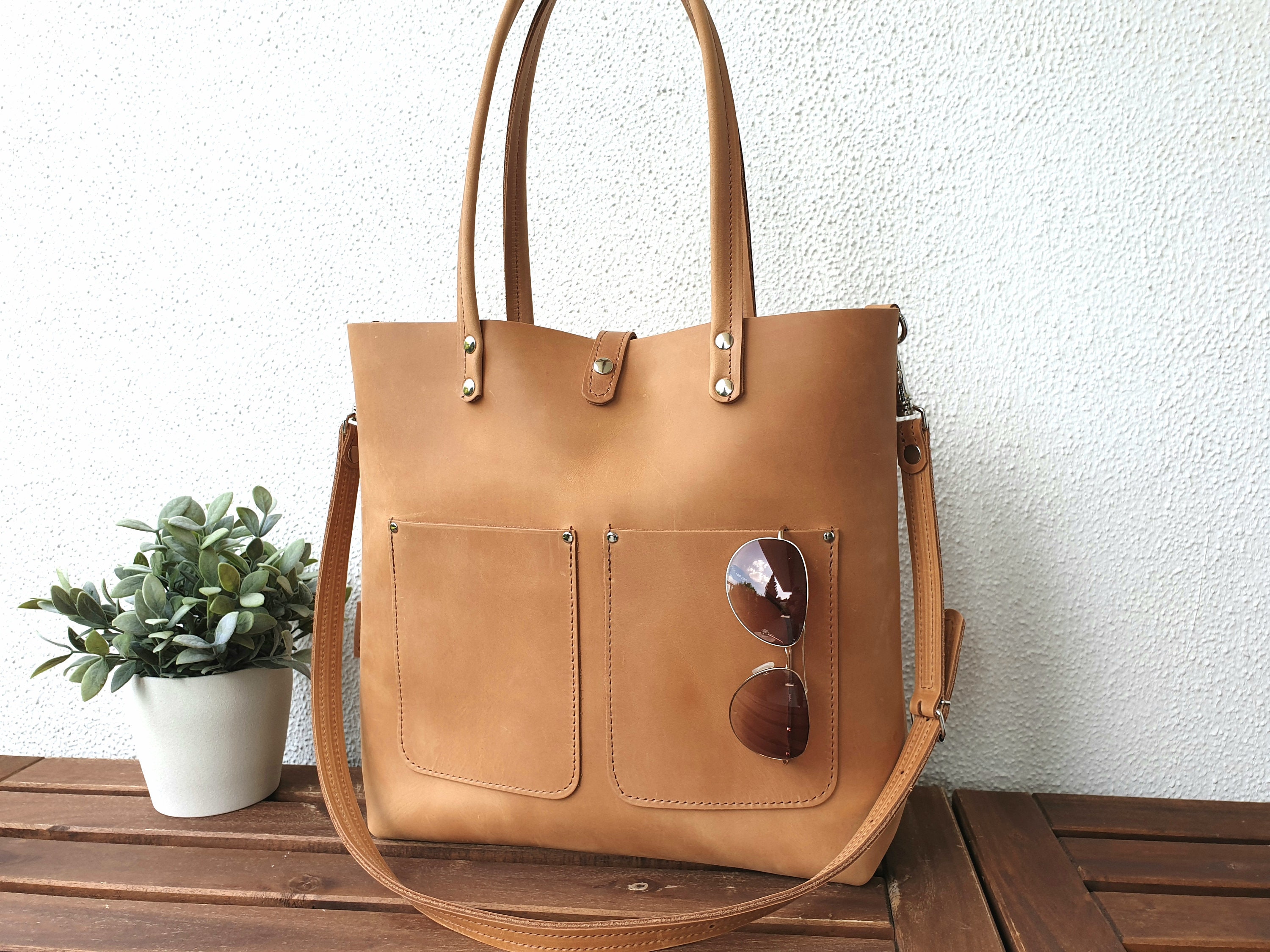 Large Leather Shoulder Bag Women, Tan Color, With Crossbody Strap, Large  Shopping Bag, Sturdy Natural Leather, Lifetime Quality, Tan Color - Etsy