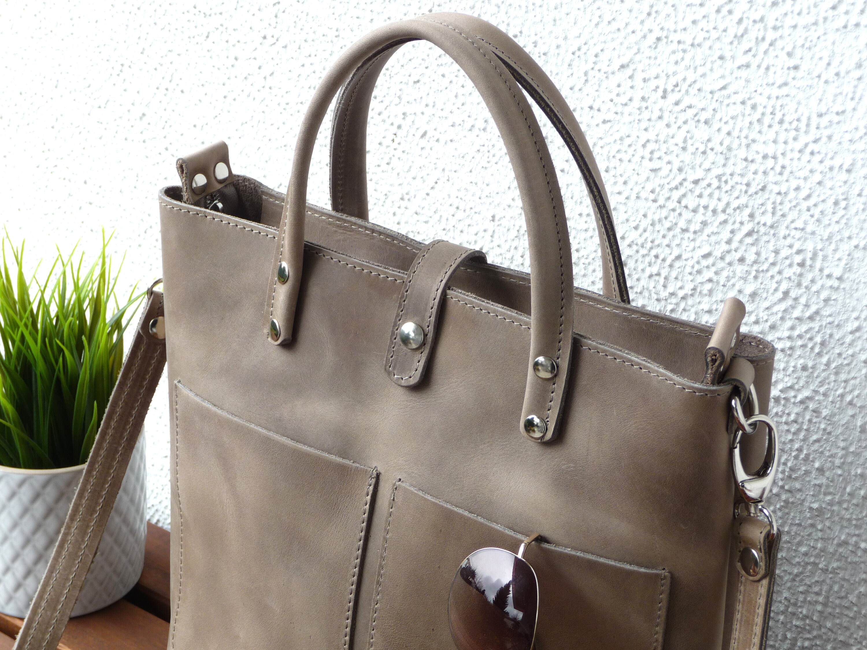 LEATHER TOTE BAG small leather tote small leather shopper Etsy