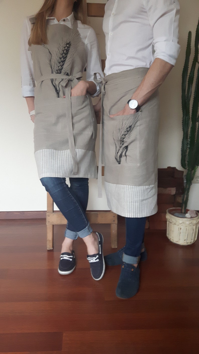 Linen Aprons Pinafore Aprons Natural Linen Aprons Washed Linen Aprons Gray Linen Aprons Linen Kitchen