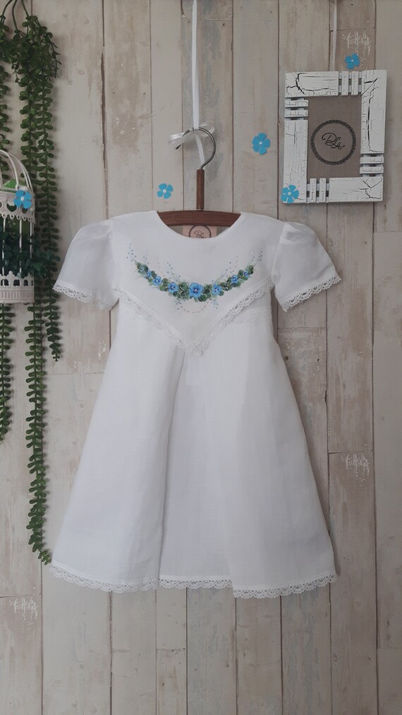linen christening dress