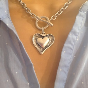 Chain Necklace Heart,Sterling Silver Plated Chunky Necklace,Chain Chunky Choker,Boho Necklace Style,Women Gift