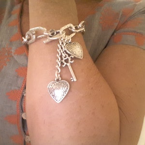 Bracciale a catena in argento, bracciale spesso, bracciale in argento a strati per donna, bracciale a strati, bracciale a maglie a catena spesso