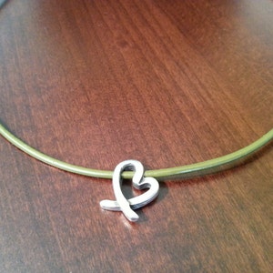 Leather Necklace, Silver Plated Necklace, Heart Pendant Necklace, Zamak Silver Plated Clasp, Women Necklace