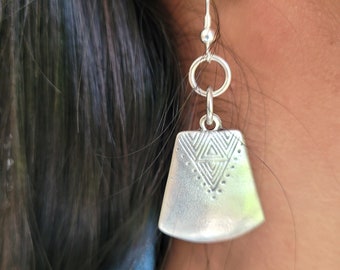 Sterling Silver Plated Ethnic Dangle Earrings, Geometric
