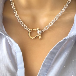 Two Tone Horse Shoe Necklace - Etsy