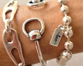 Silver Chunky Bracelets,Chain Bracelet,Uno de 50 Style Bracelet,Silver Balls Bracelet,Cuff Bracelet,Gift Bracelet