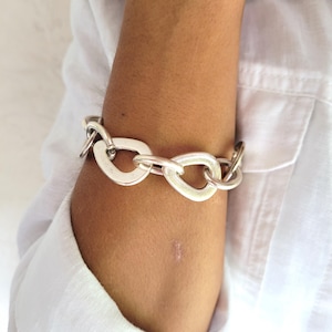 Silber klobige Gliederarmband, Sterlingsilber überzogen, Knebelverschluss