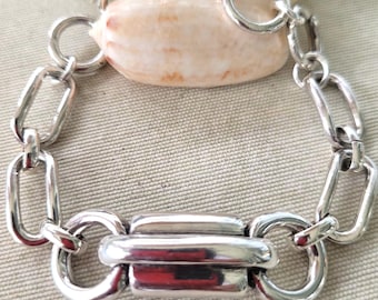 Chunky Sterling Silver Plated Bracelet,Silver Chunky Chain Bracelet,Bold Bracelet,Silver Chain Bracelet for Women,Layering Bangle Bracelet