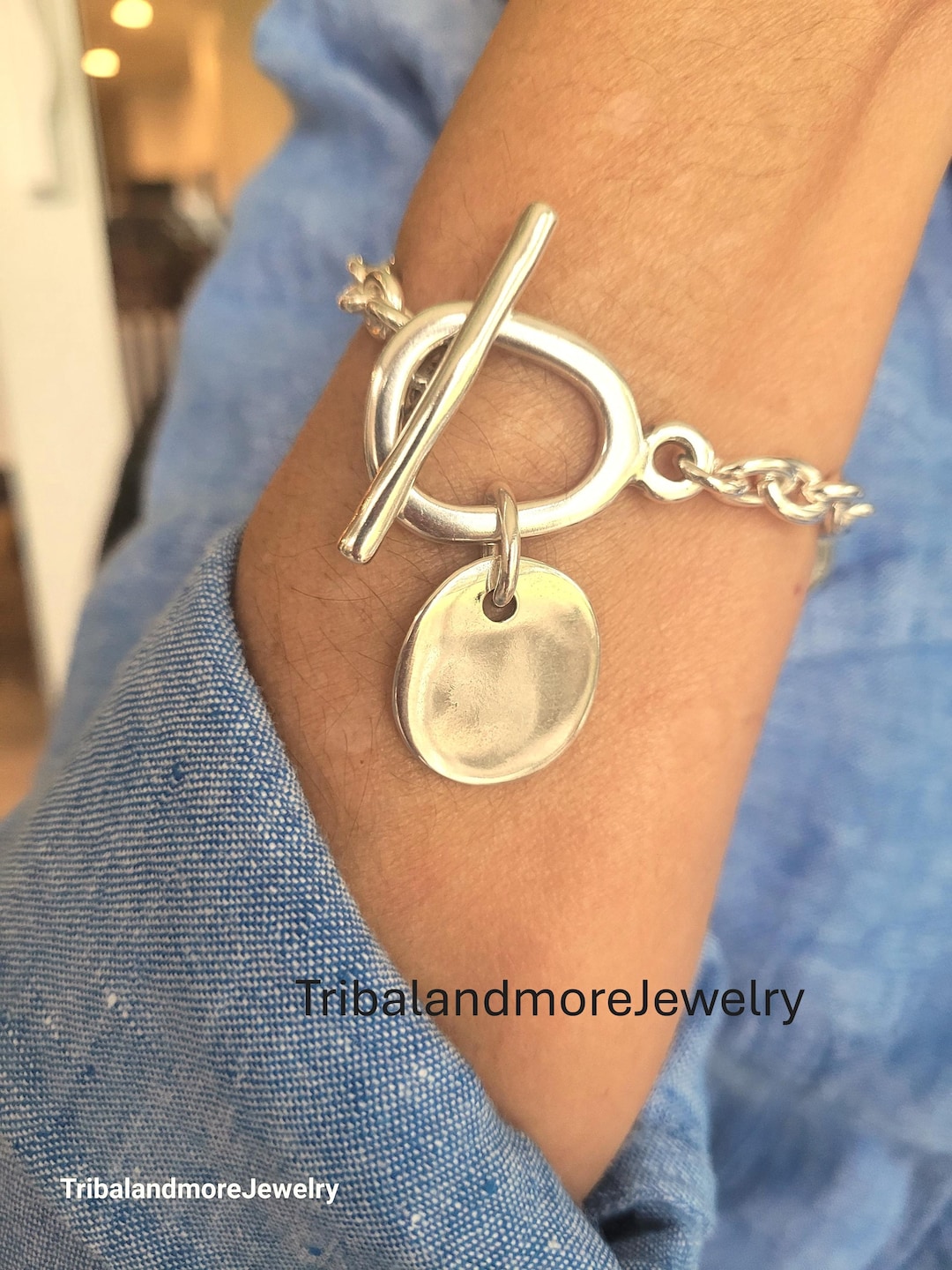 Silver Chunky Bracelet, Chain Bracelet,silver Chain Pendant