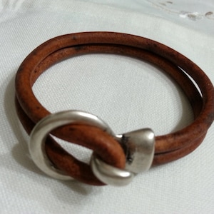 Leather Bracelet Zamak, Boho Bracelet Silver Plated Hook Clasp, Men Bracelet, Women Bracelet