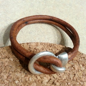 Leather Bracelet Zamak Boho Bracelet Silver Plated Hook Clasp - Etsy