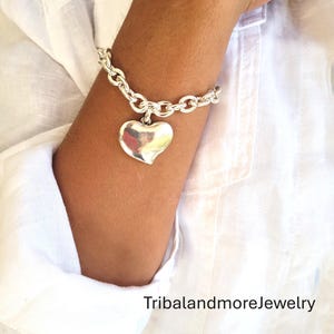 Armband i sterlingsilverpläterat kedjemönster, silverarmband med hjärtformade kedja, armband i stapelkedja för kvinnor, armband med silverpläterat kedjelänkar