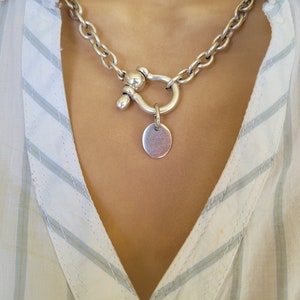 Chain Silver Chunky Necklace Horseshoe,Boho Necklace,Uno de 50 Style Necklace,Chunky Chain Choker,Chunky Necklace Women Gift image 5