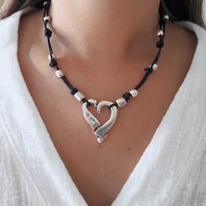 Necklace Leather Heart Choker Boho Necklace Necklace Women Necklace Gift