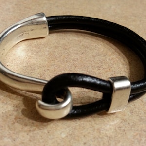 Leather Bracelet Hook Clasp,Leather Bangle, Women Leather Bracelet, Men Leather Bracelet