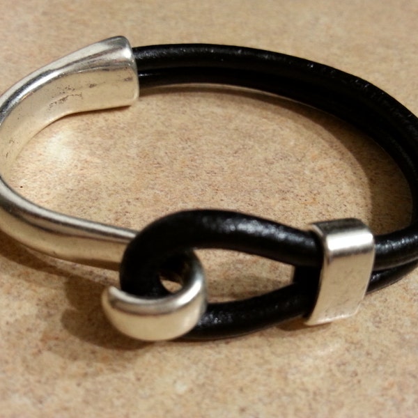 Leather Bracelet Hook Clasp,Uno de 50 Style Bracelet,Leather Bangle, Women Leather Bracelet, Men Leather Bracelet, Unisex