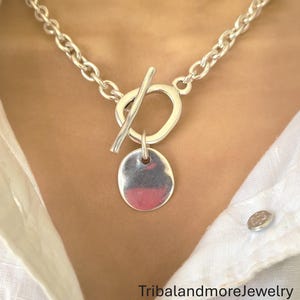 Chunky Sterling Silver Plated Choker Necklace, Uno de 50 Style Pendant