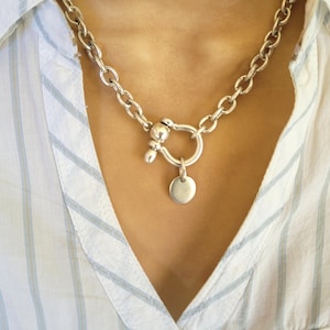 Chain Silver Chunky Necklace Horseshoe,Boho Necklace,Uno de 50 Style Necklace,Chunky Chain Choker,Chunky Necklace Women Gift