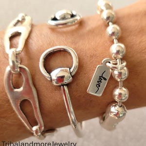 Pulsera de cadena chapada en plata de ley con bolas para mujer