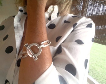 Zilveren dikke armband ketting zilveren armband uno de 50 stijl kettingarmband voor dames dikke armband schakelarmband