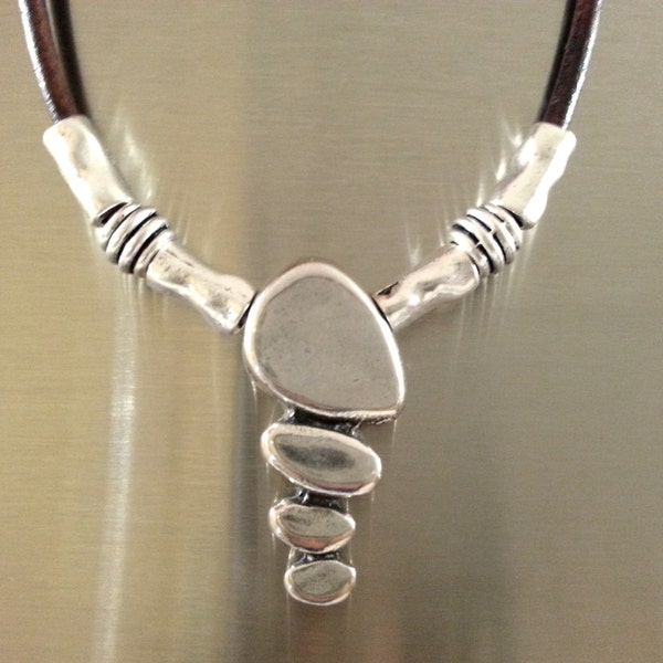 Leather Necklace Boho Necklace Uno de 50 Style Necklace, Beads Silver Necklace, Women Necklace Boho Necklace