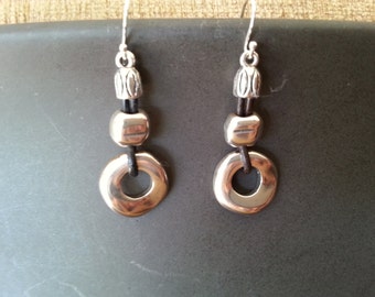Leather Cord Earrings Sterling Silver Earrings Hook Ear Wire,Uno de 50 Style Earrings,Silver Plated Earrings