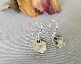 Handmade Sterling Silver Disc Earrings, Boho Tribal Style