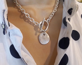 Ketting, zilveren dikke ketting, Uno de 50 stijl ketting, dikke ketting choker, Boho ketting vrouwen cadeau