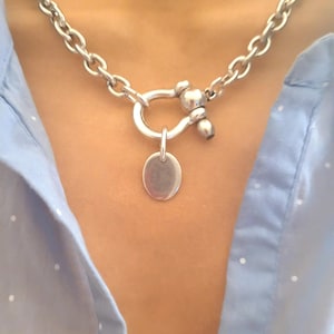Sterling Silver Plated Chunky Horseshoe Chain Choker Necklace Women Gift