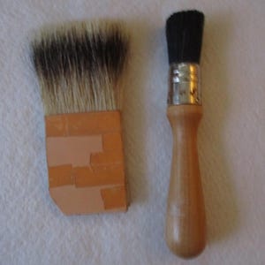 Set of Two Natural Bristles Brushes, One with Paper Handle, One with Wood Handle