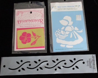 Group of 3 Stencils, Blue Laser, Dreamweaver, and Simply Stencils