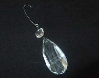 Large 2 Piece Faceted Crystal Glass Pendant Ornament, Prism