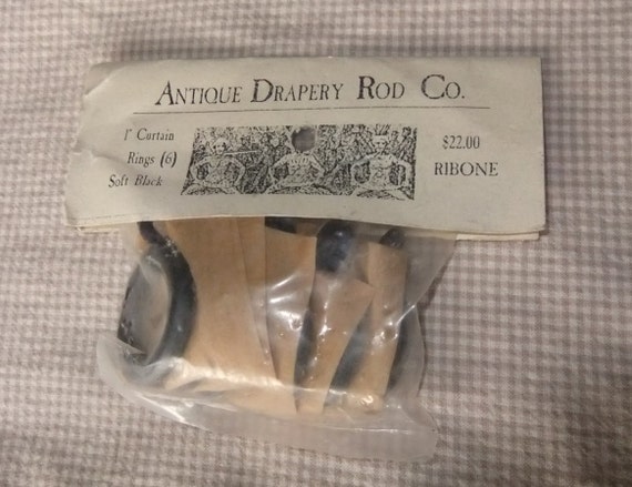 Six Vintage Soft Black 1 Curtain Rings By The Antique Etsy