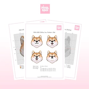 Shiba Inu (Tan) Cross Stitch Pattern Bundle of 4 - Instant PDF Download