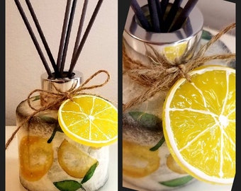 Beautiful customised lemon diffuser. Friend inspired decor. Lemon decor. Lemon gift. Best friend gift. Diffuser bottle. Reed diffuser.