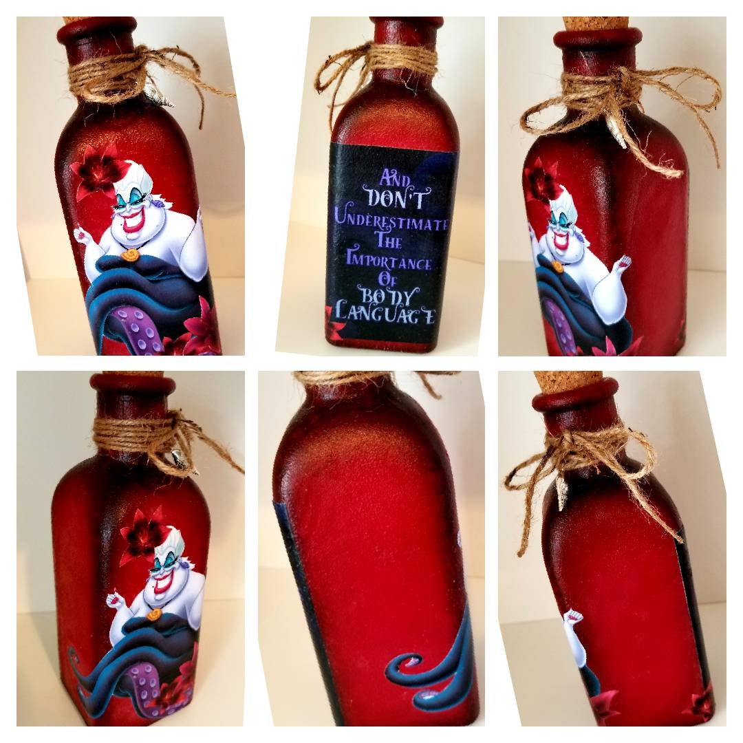 Ursula bottle. Little mermaid decor. Disney villain gift. Etsy
