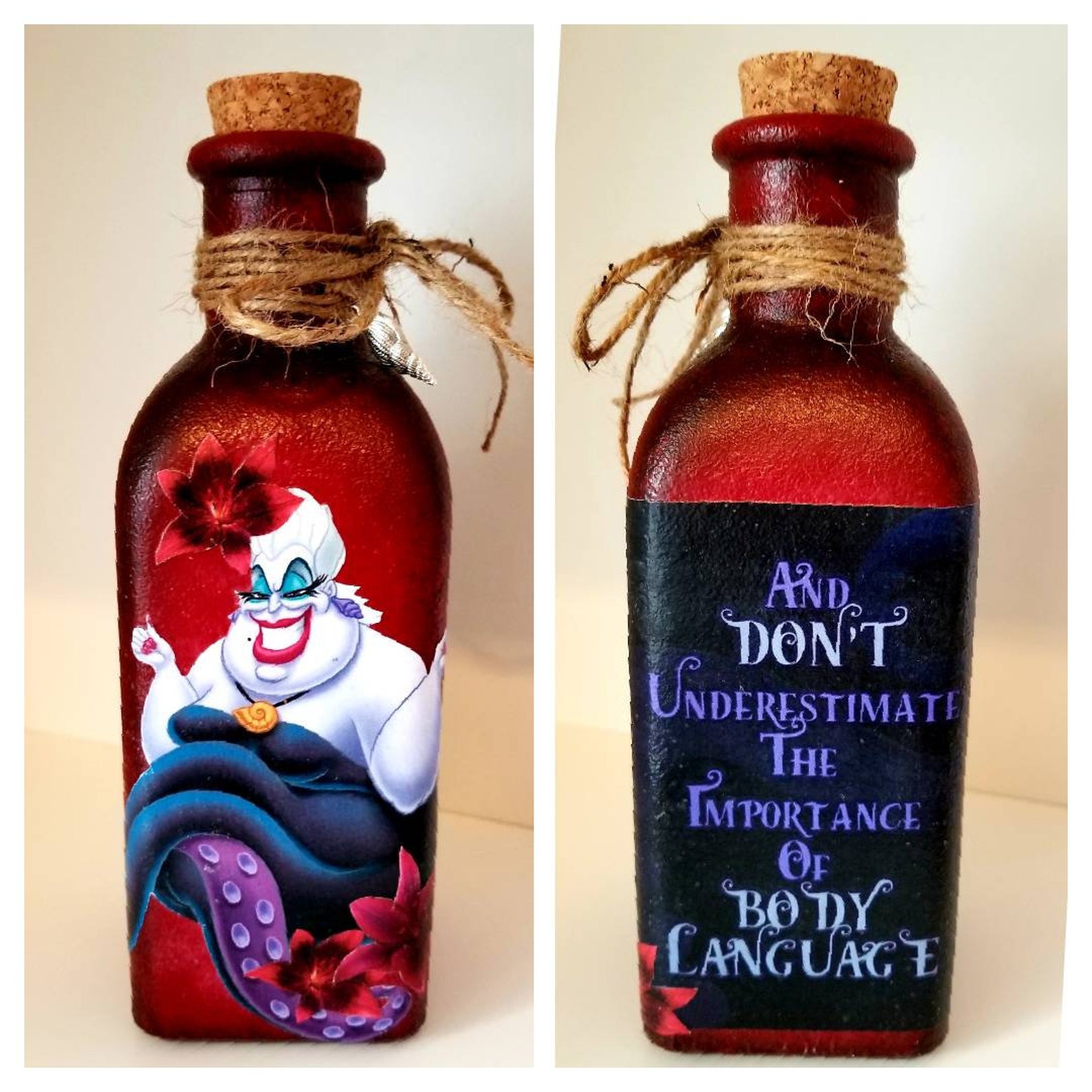 Ursula bottle. Little mermaid decor. Disney villain gift. Etsy